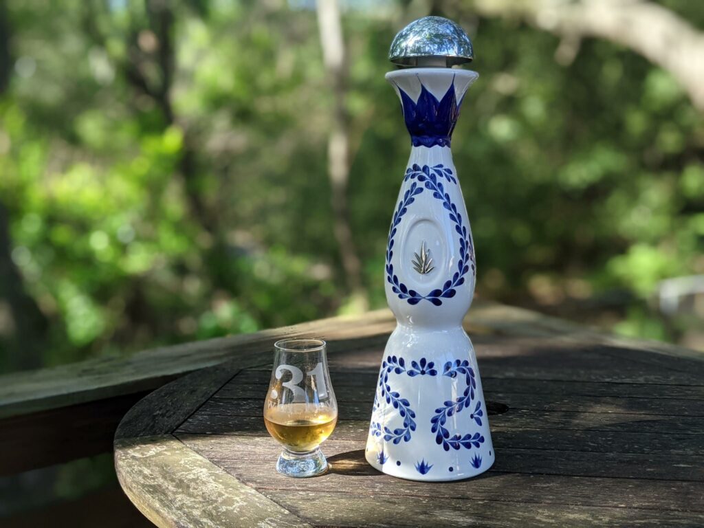Blue and White Tequila Bottles